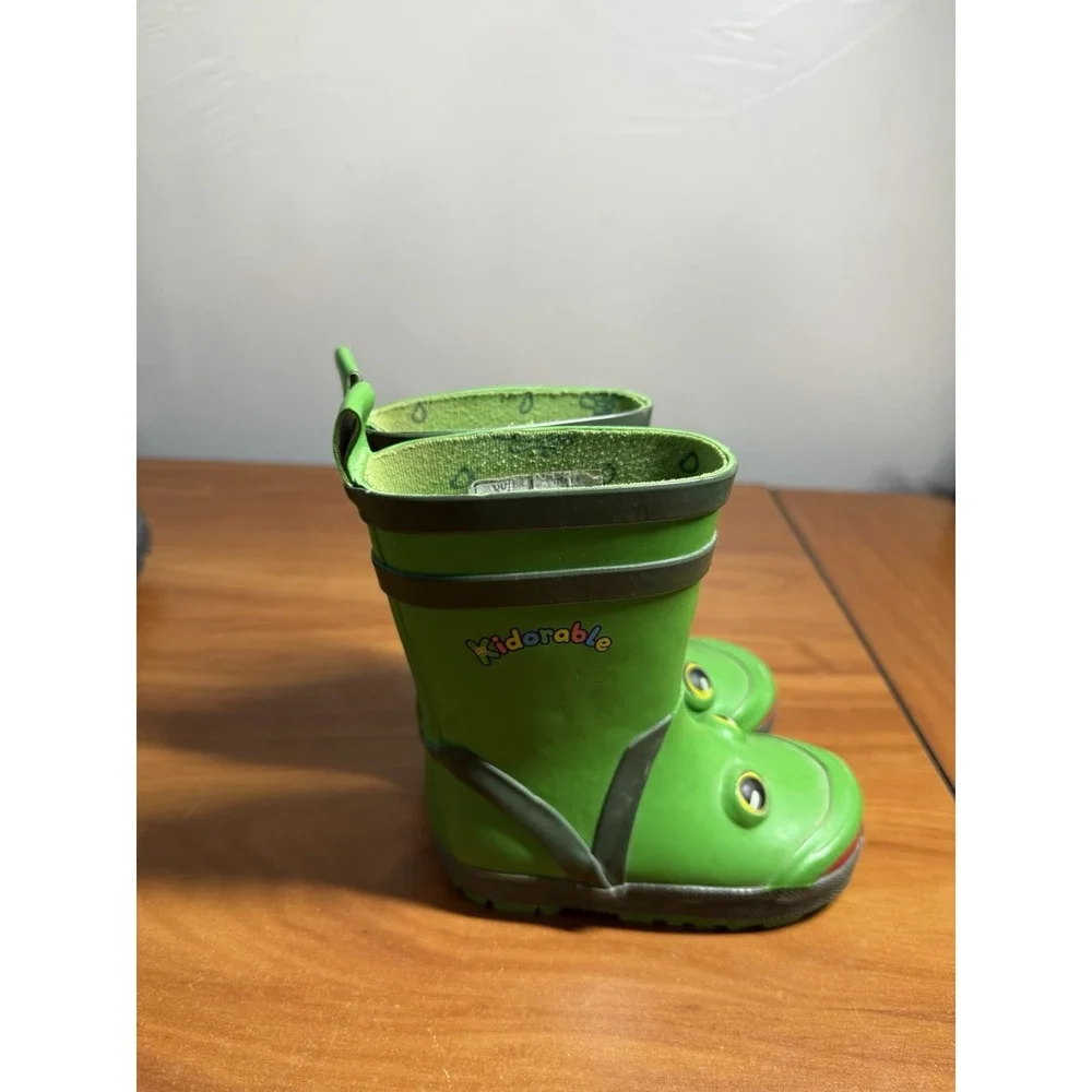 Kidorable Frog Rain Boots Green Toddler Size 5 Waterproof Kids Shoes Pull On